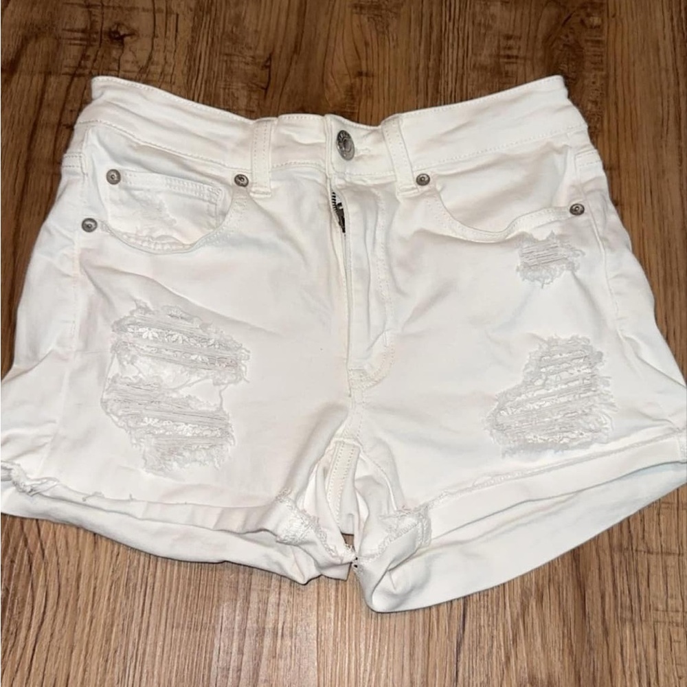 White Distressed Women's Shorts